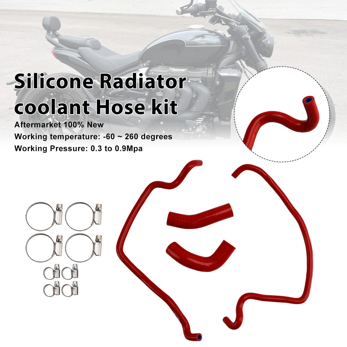 Kit di tubi flessibili in silicone per il liquido di raffreddamento del radiatore della Rocket 3 (2019-2024)