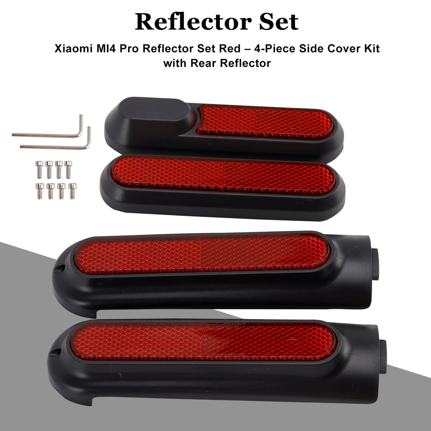 Set di 4 coperture laterali per scooter con catarifrangente posteriore per Xiaomi 4 Pro (1a generazione)