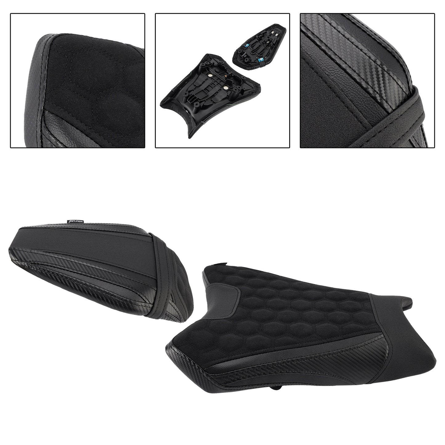 Kit cuscini passeggero Raider anteriori e posteriori per BMW R1300GS 2024-2025, colore nero.