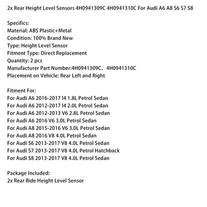 2x sensori di livello altezza posteriore 4H0941309C 4H0941310C per Audi A6 A8 S6 S7 S8