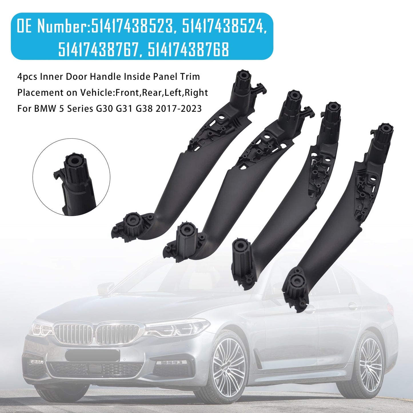 Maniglia interna della portiera, rivestimento del pannello interno per BMW Serie 5 G30 G31 G38 2017-2023