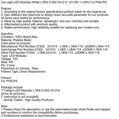 Moduli LED per luci auto bianchi L1B/6 21002 241214 12V 4W 11-2 pin per PHILIPS