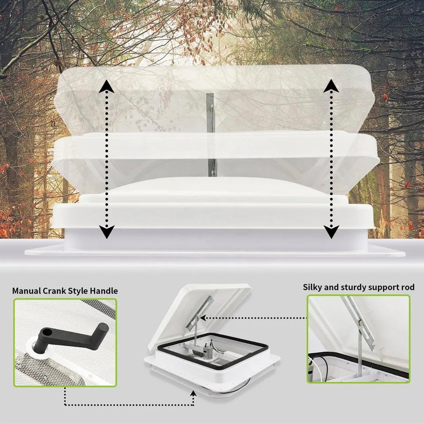 14" Caravan Skylight Roof Vent Remote Control Camper Motorhome RV Aspiratore