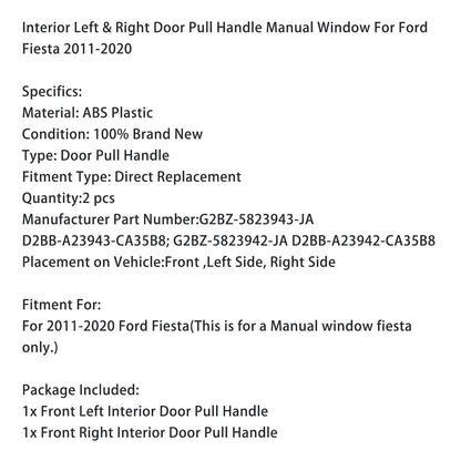 Maniglia interna per finestrino manuale della portiera sinistra e destra della Ford Fiesta 2011-2020