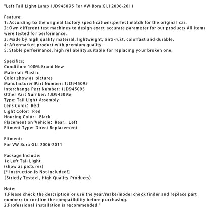 Fanale posteriore sinistro 1JD945095 per VW Bora GLI 2006-2011
