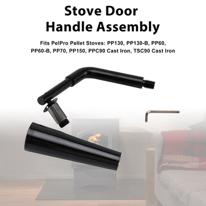 Gruppo maniglia porta filettata Quadra-Fire Stoves Outfitter-I/II per stufe PelPro PP60 PP70 PP130 PP150 PPC90 TSC90 Stufe Pleasant Hearth PH35PS PH50CABPS PH50PS # SRV7093-024D