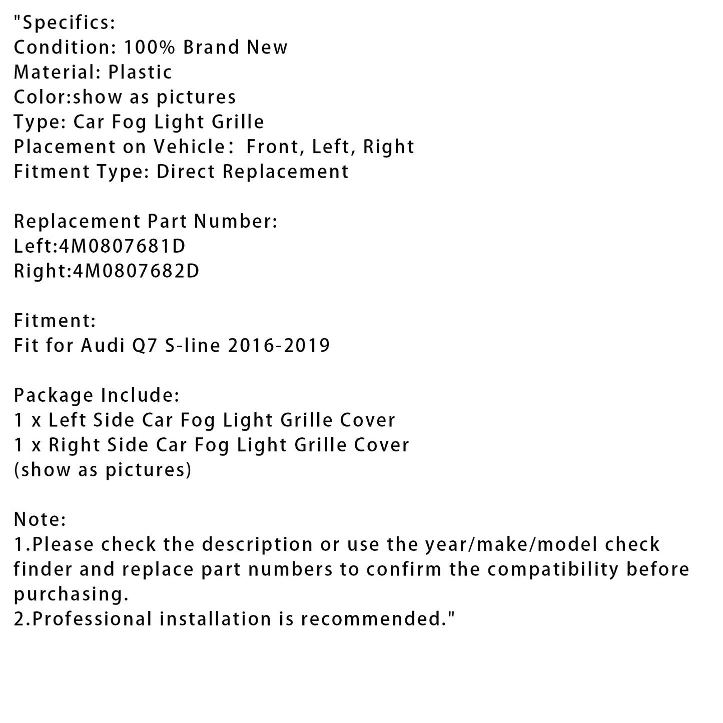 Griglie fendinebbia paraurti anteriore originali Audi Q7 S-Line 2X 2016-2019 4M0807681D 4M0807682D