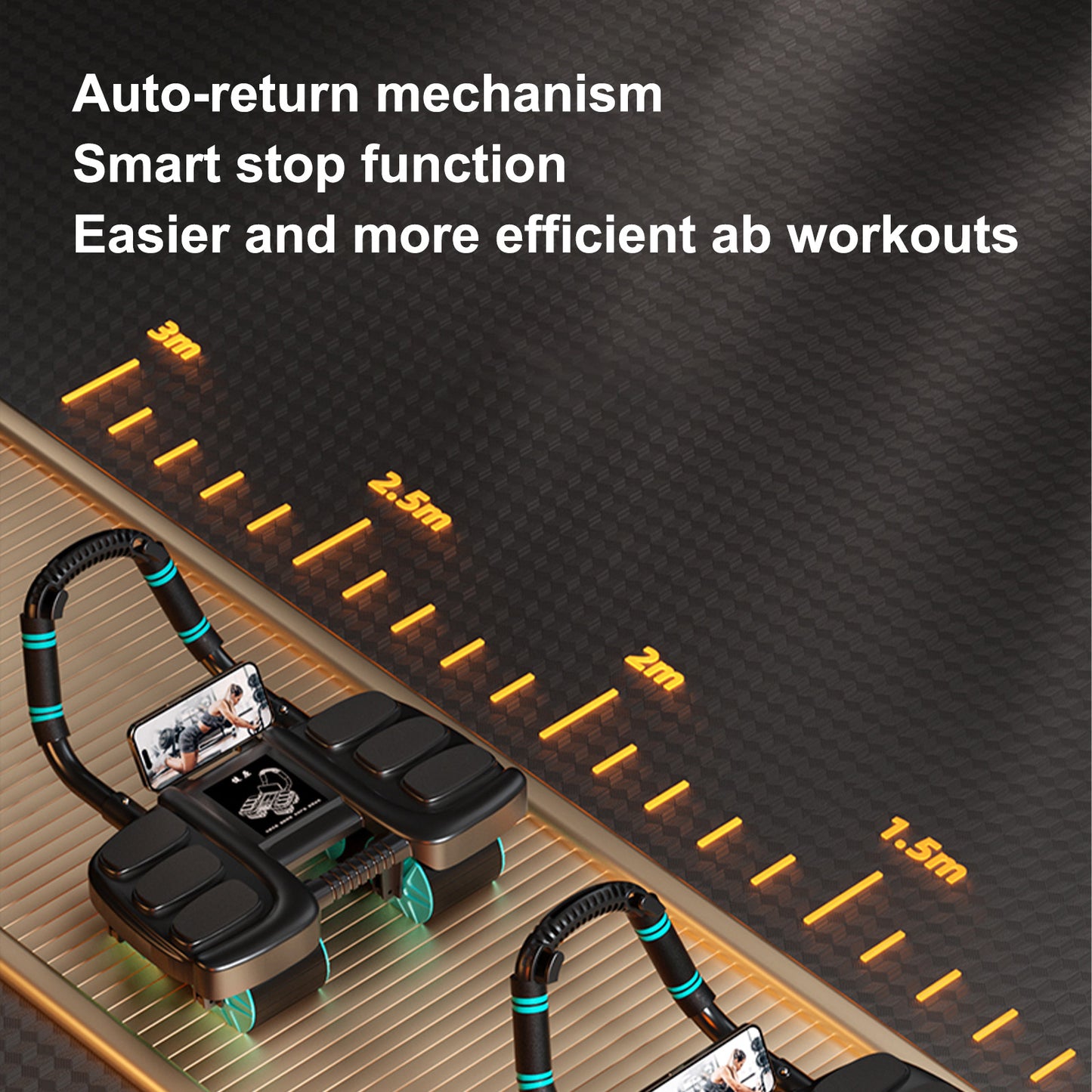 Attrezzatura portatile per palestra domestica Blue Perfect Core Trainer per uomo e donna Ruota per addominali con rimbalzo automatico con supporto per il gomito e stabilità a 4 ruote - Include timer