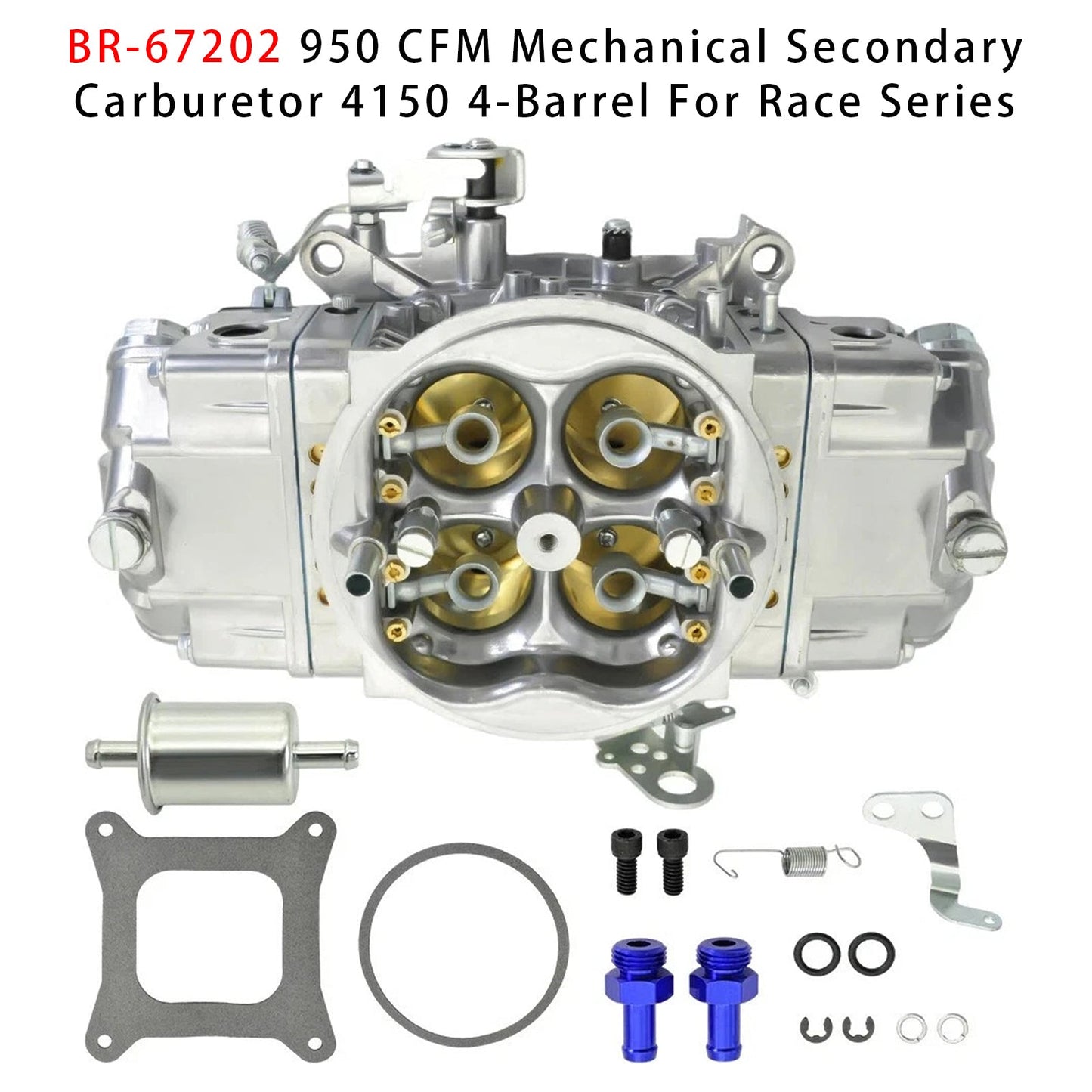 BR-67202 Carburatore secondario meccanico da 950 CFM 4150 a 4 corpi per serie da competizione