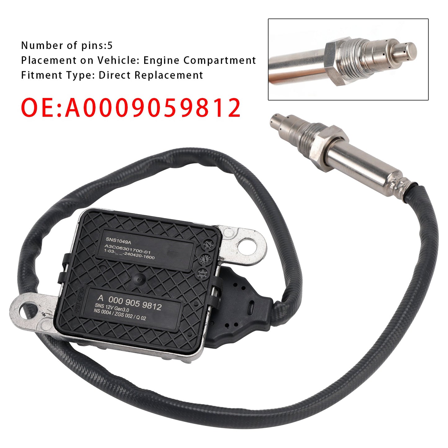 Sensore di ossido di azoto Nox adatto per Mercedes-Benz Sprinter 3.5T 3T 4T B910 A0009059812