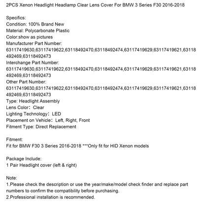 Copri lente trasparente per fari allo xeno BMW Serie 3 F30 2016-2018