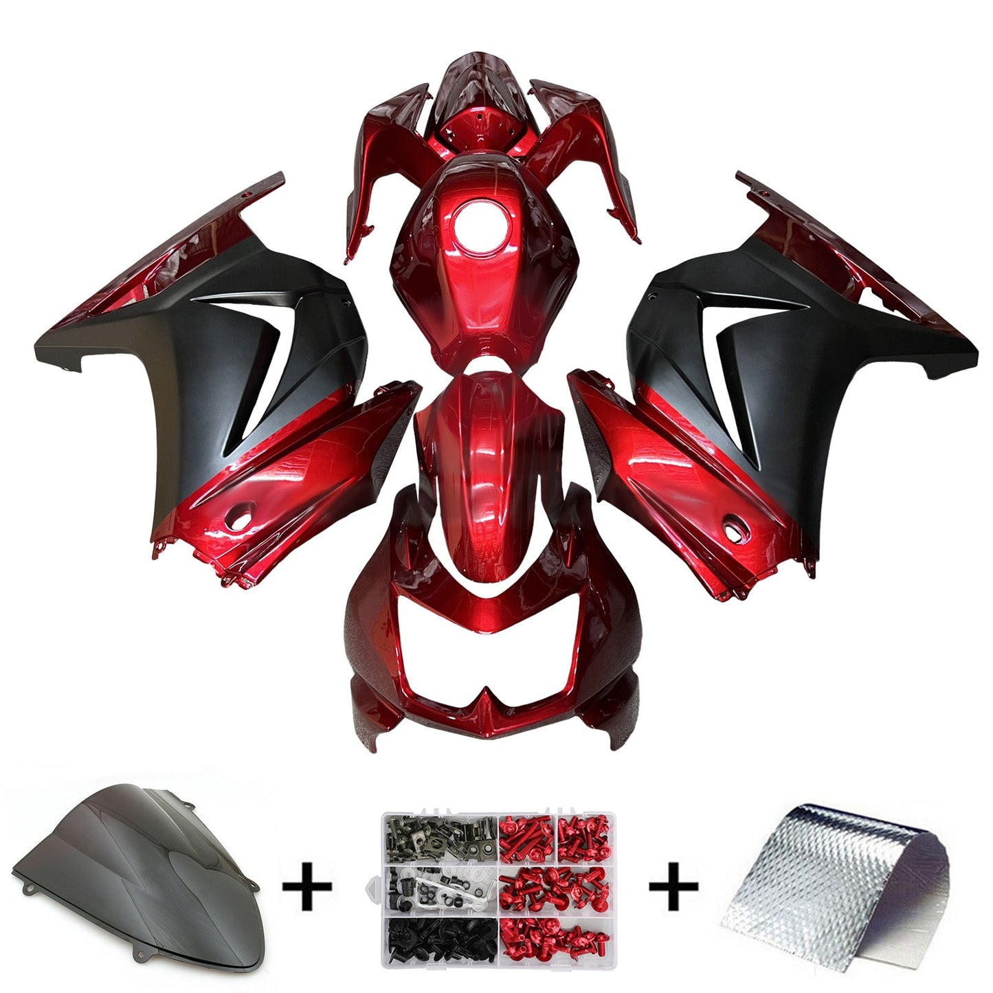 Kit carenatura iniezione in plastica ABS adatto per Kawasaki EX250 Ninja250R 2008-2012