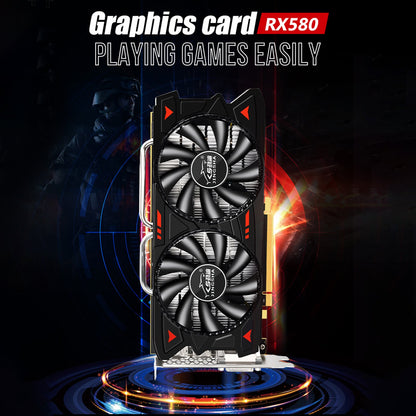 Scheda grafica indipendente RX580 8G con doppia ventola Scheda di illuminazione per computer desktop