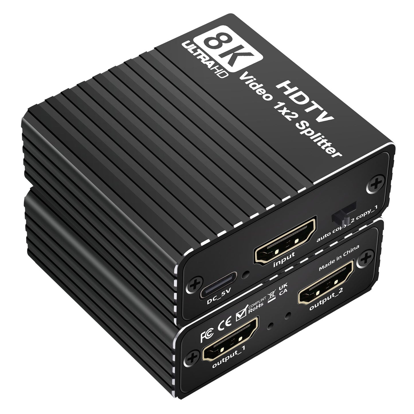 Splitter HDMI 8K 1 a 2 HD2.1 8K60hz/4K120hz/1080P240hz con EDID Splitter 1x2