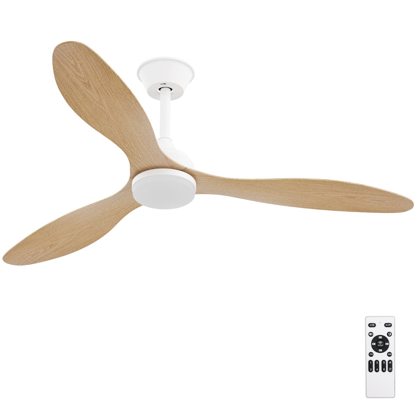 Telecomando Ventilatore moderno 52" con luce 6 velocità Nero-Bianco