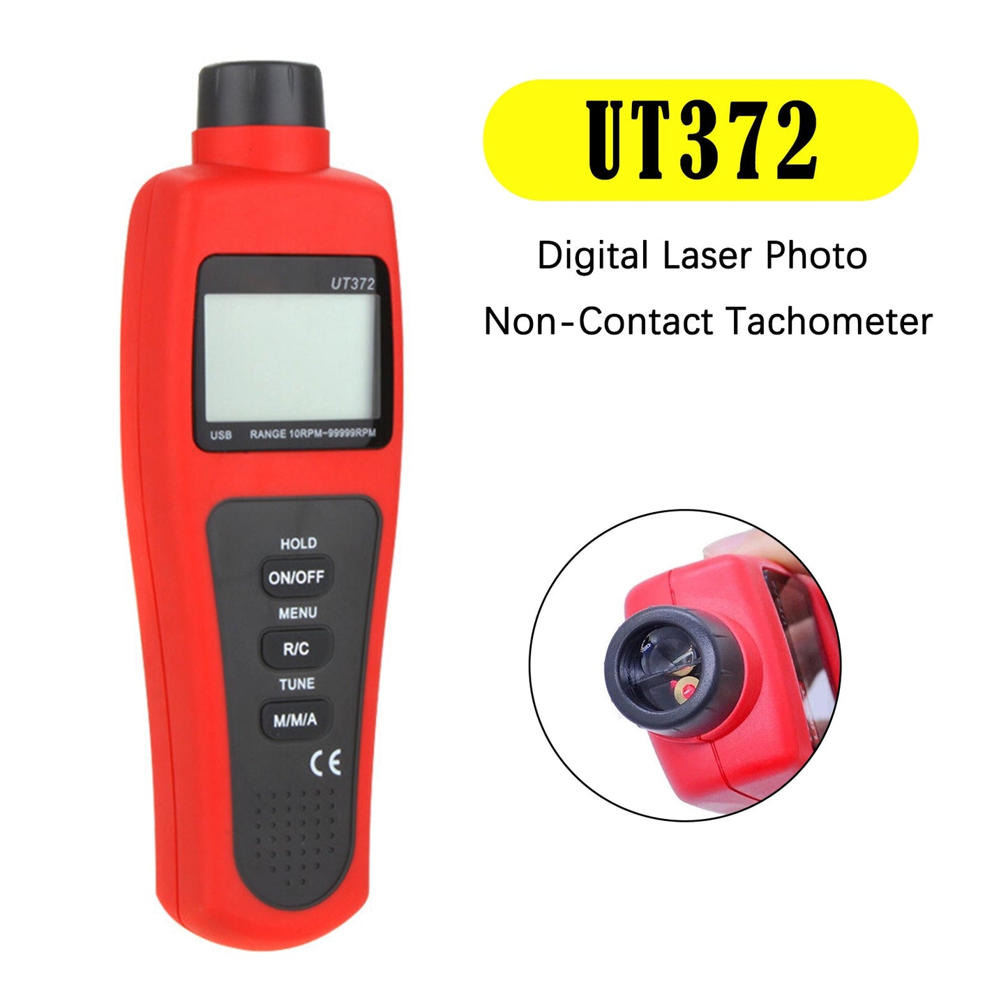 Tachimetro digitale laser senza contatto UT372, misuratore di velocità di rotazione fino a 99999 giri/min.