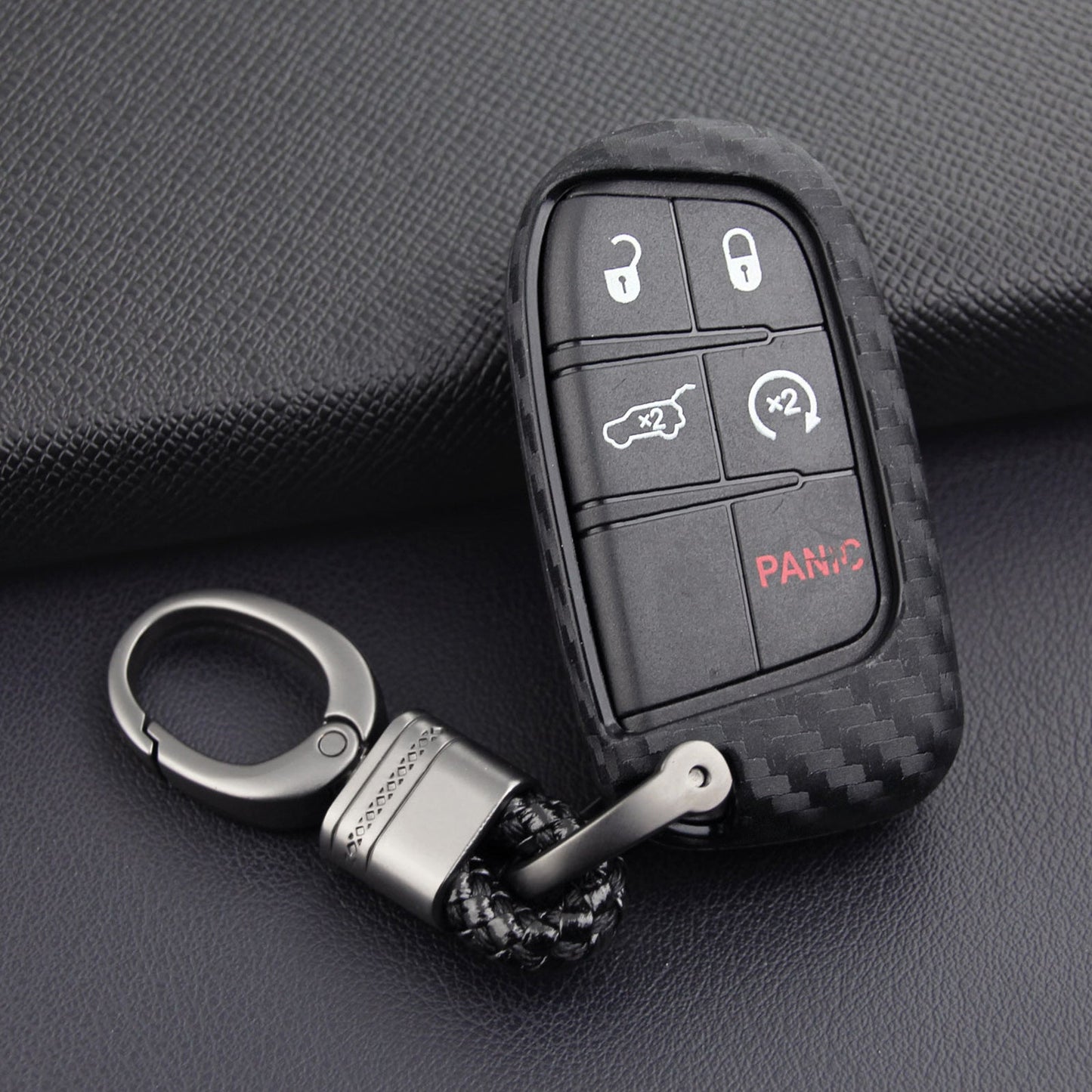 Custodia in similpelle e silicone per chiave auto con fibbia per Jeep