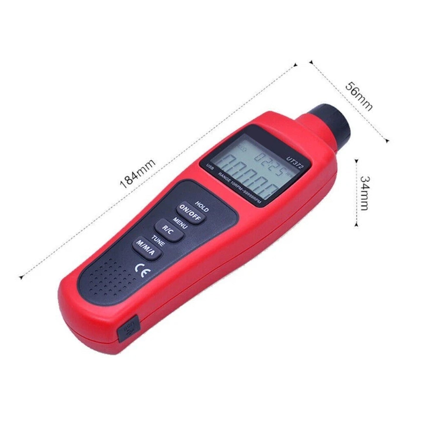Tachimetro digitale laser senza contatto UT372, misuratore di velocità di rotazione fino a 99999 giri/min.