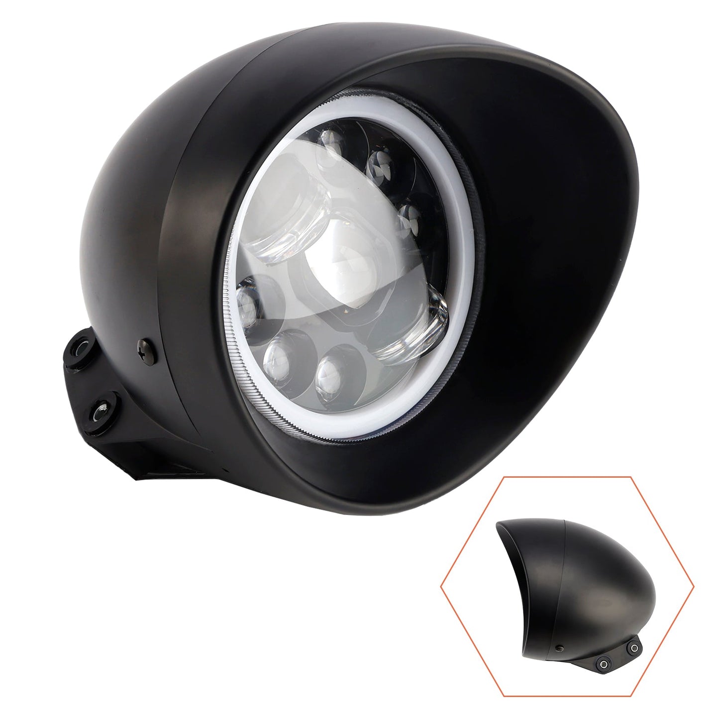 Faro anteriore per moto da 5,75"" con fendinebbia a 9 lampadine per moto e scooter, cromato