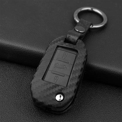 Custodia in similpelle e silicone per chiave auto Peugeot con fibbia