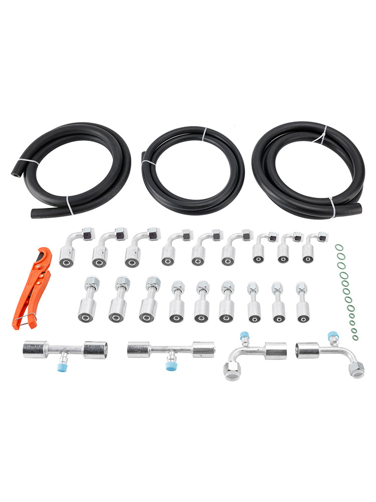 Kit di tubi flessibili e raccordi per aria condizionata da 26 pezzi da 9,5 piedi, include tubo flessibile AC da 9,5 piedi n. 6, n. 8, n. 10