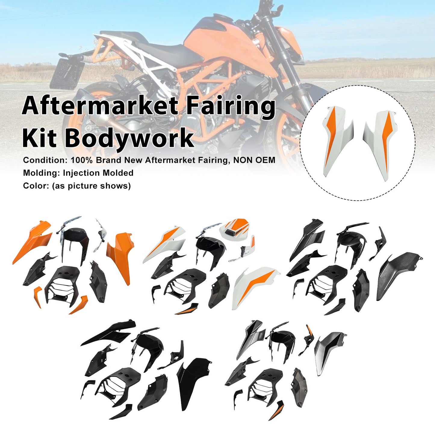 Kit di carene in plastica stampata a iniezione per Honda 390 Duke 2017-2023