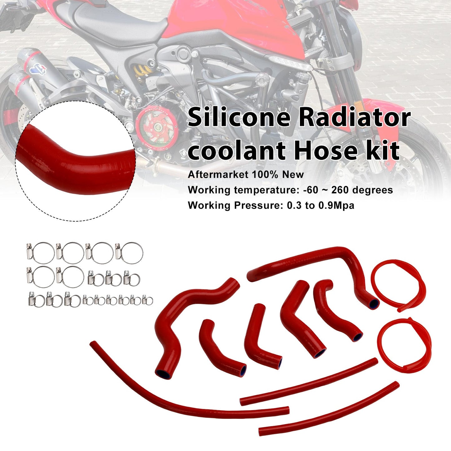 Tubo flessibile del liquido di raffreddamento del radiatore in silicone Ducati Monster 937 2021-2025