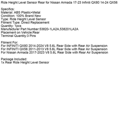 Sensore di altezza di marcia posteriore Nissan Armada V8 5.6L 2017-2023 53820-1LA2A 538201LA2A