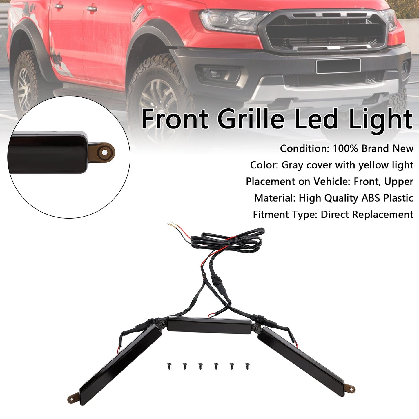 Griglia paraurti anteriore con luce a LED adatta per Ford Ranger 2015-2023 T7 T8