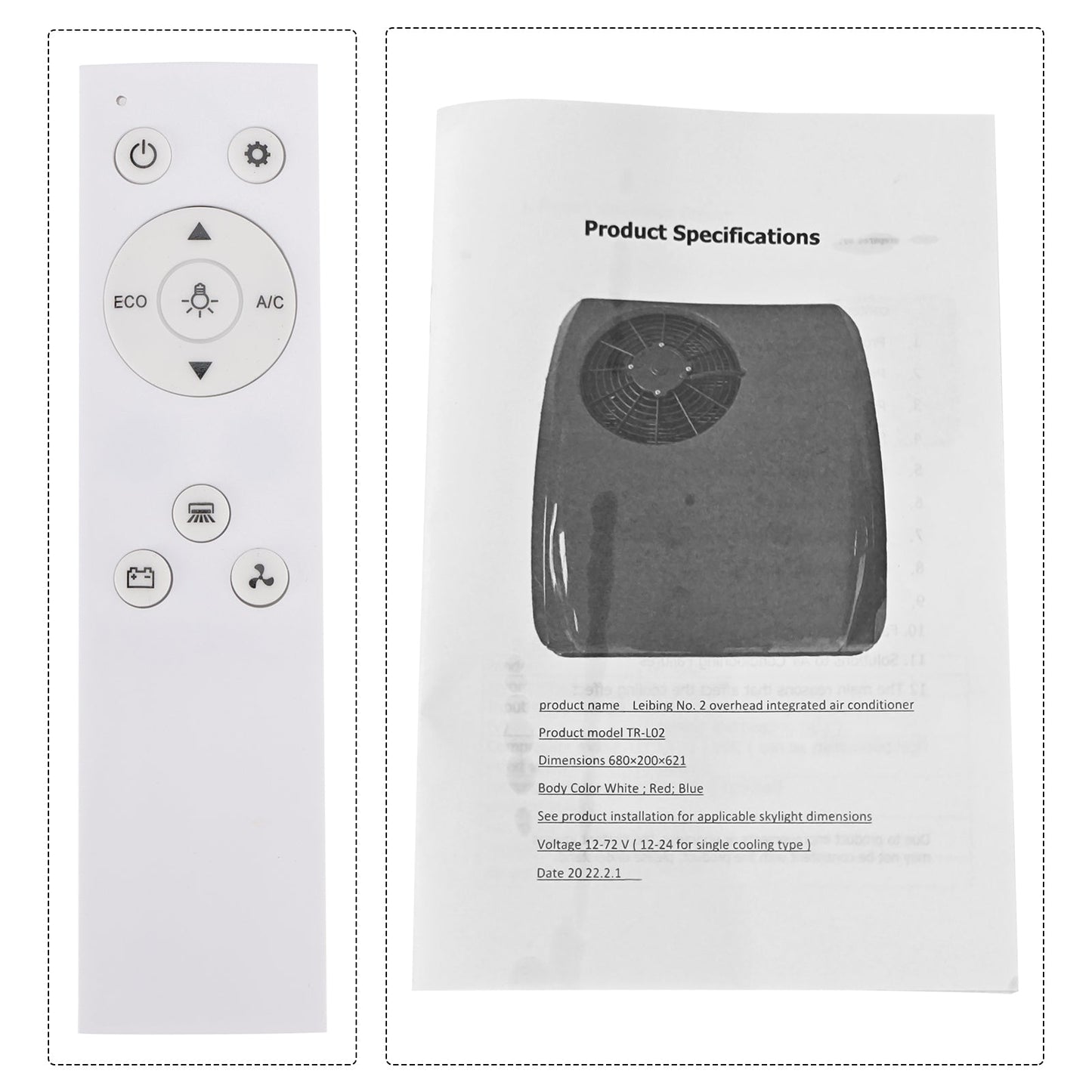 Condizionatore d'aria per camper a pompa di calore da 24 V, unità senza canalizzazione, riscaldamento/raffreddamento per camper e roulotte.
