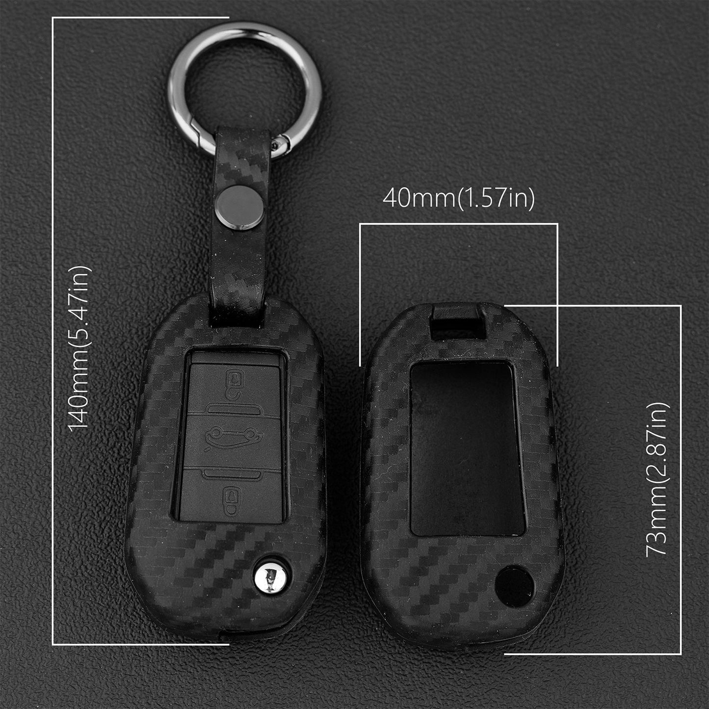 Custodia in similpelle e silicone per chiave auto Peugeot con fibbia