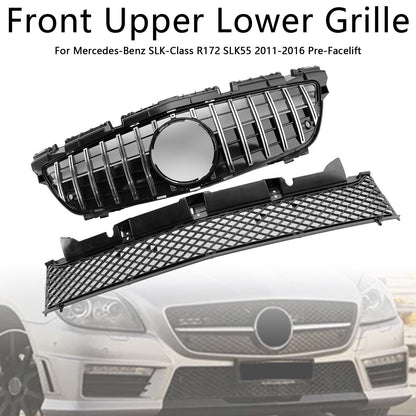 Griglia anteriore superiore inferiore cromata pre-restyling Mercedes-Benz SLK-Class R172 SLK55 2011-2016 adatta per Mercedes SLK-Class R172 SLK55