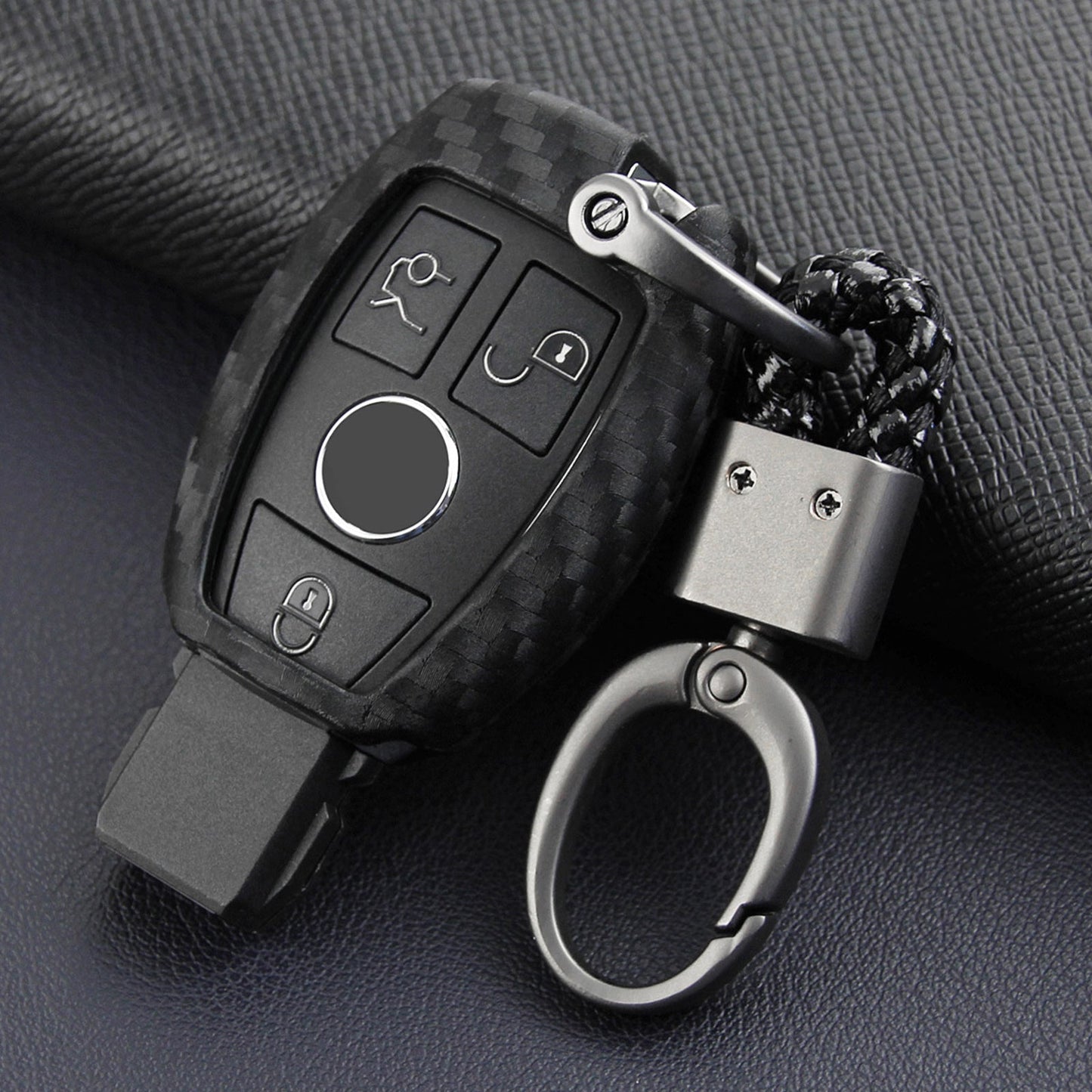Custodia in silicone e pelle per chiave auto con fibbia per Mercedes-Benz