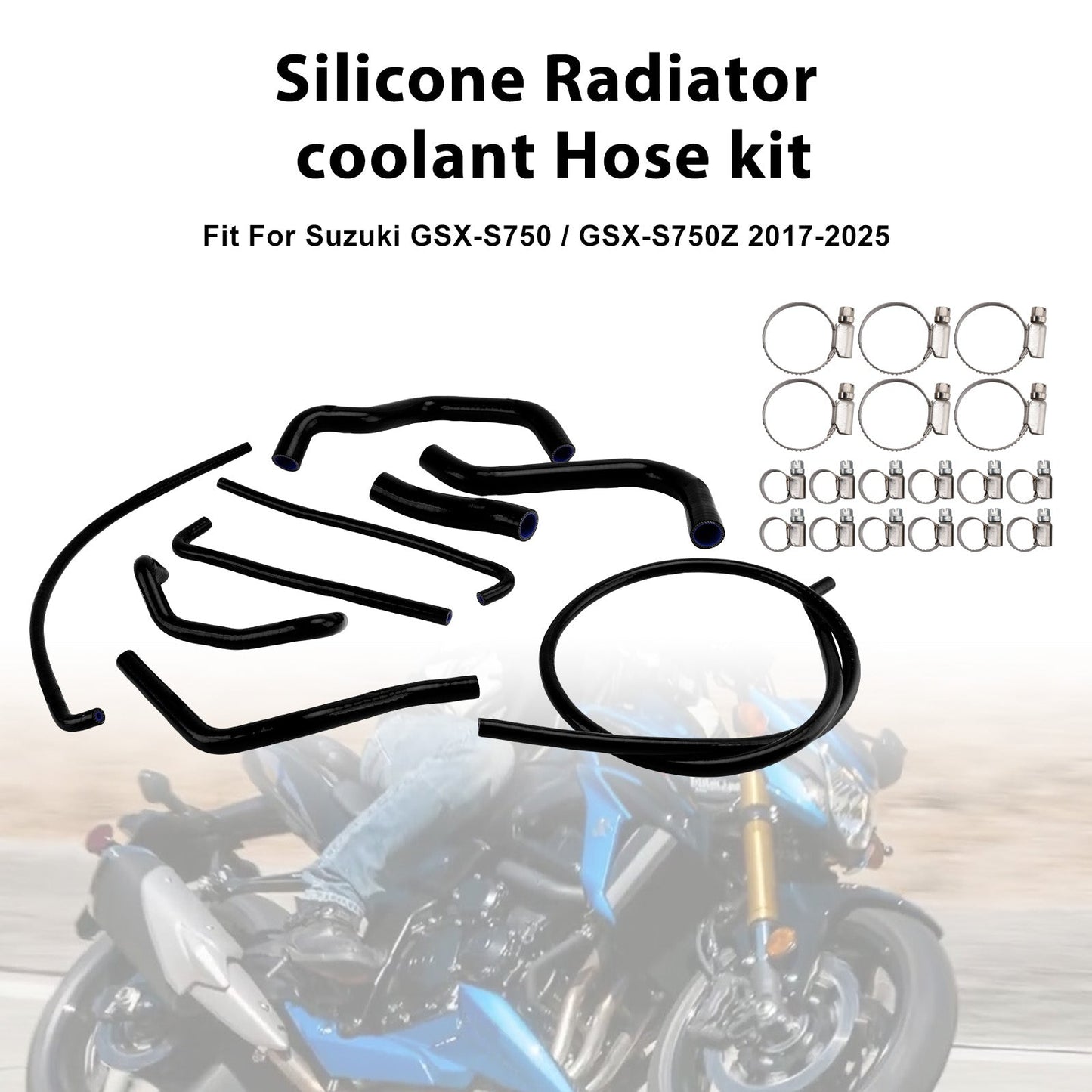 Kit di tubi flessibili in silicone per il liquido di raffreddamento del radiatore per Suzuki GSX-S750/Z 2017-2025