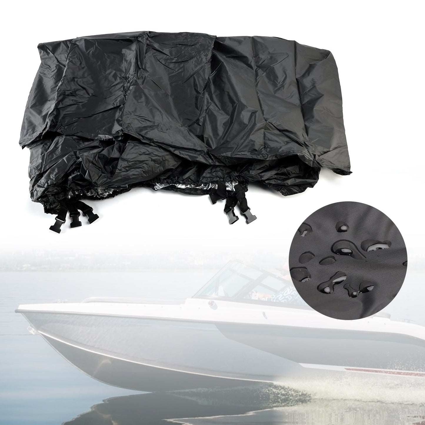 Copertura impermeabile universale per barche 16-18Ft 210D nera per barche Rt175 del ranger
