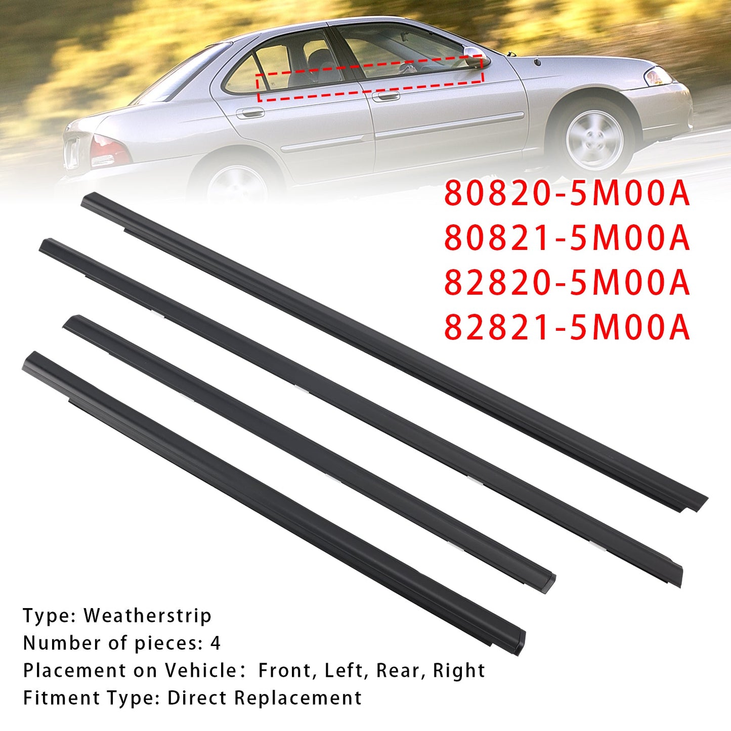 Guarnizione di tenuta Nissan Sentra 4 pezzi 2001-2006 80820-5M00A 82821-5M00A
