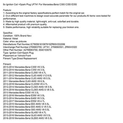2013-2014 Mercedes-Benz C300 V6 3.5L Bobina di accensione + Candela UF741 6 pezzi 2769063700