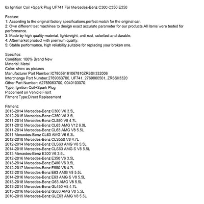 2013-2016 Mercedes-Benz GL63 AMG V8 5.5L Bobina di accensione + Candela UF741 6 pezzi 2769063700