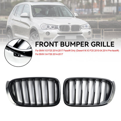 Griglia per rene paraurti anteriore nera lucida adatta per BMW X3 X4 F25 F26 2014-2017