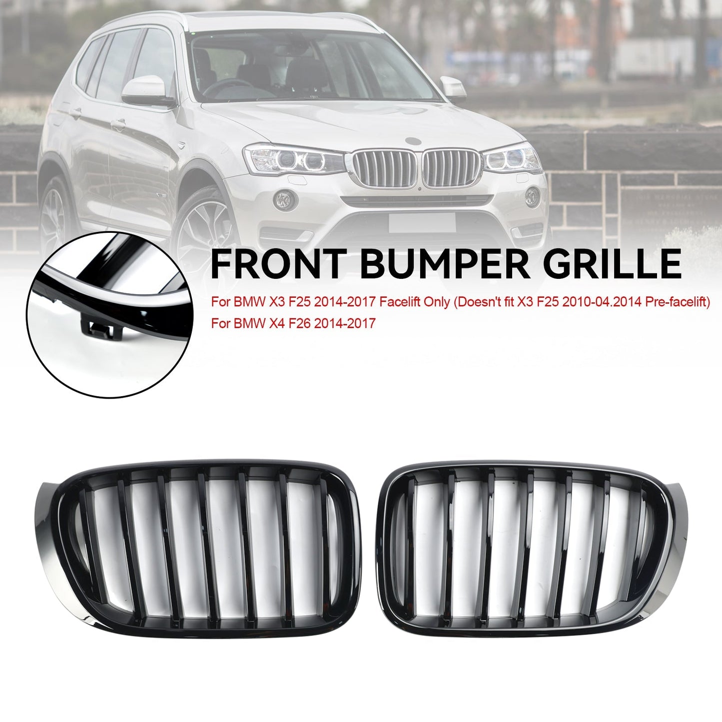 Griglia per rene paraurti anteriore nera lucida BMW X4 F26 2014-2017 51117338571