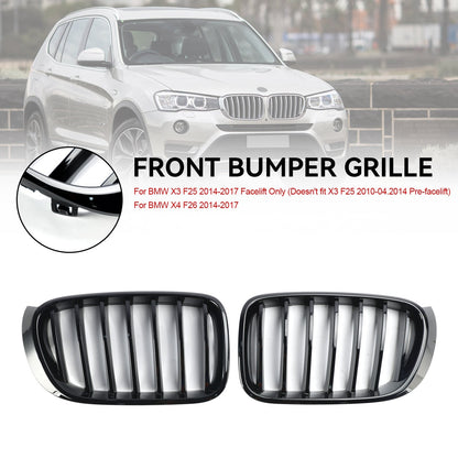 2014-2017 BMW X3 F25 Facelift Nero lucido Paraurti anteriore Griglia a rene 51117338571