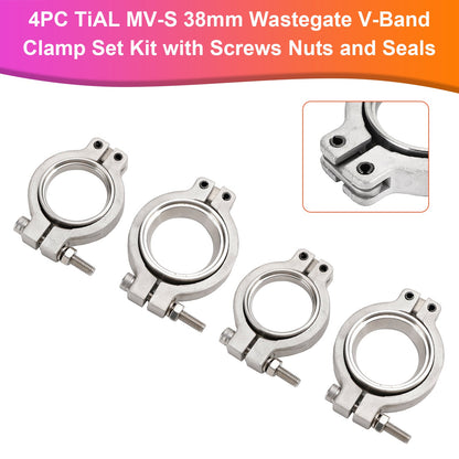 Kit di morsetti a V Wastegate TiAL MV-S da 38 mm, 4 pezzi, con viti, dadi e guarnizioni
