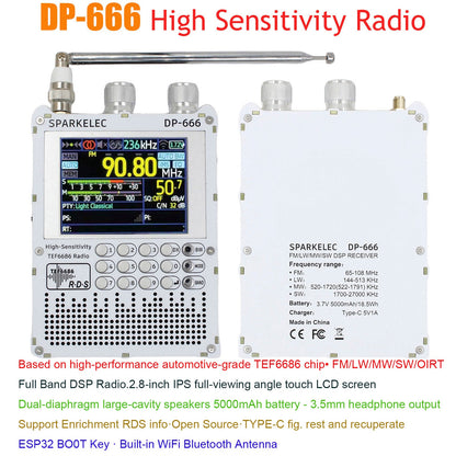 Radio DSP TEF6686 DP666 Radio a onde corte LW MW SW 0IRT ad alta sensibilità a banda intera