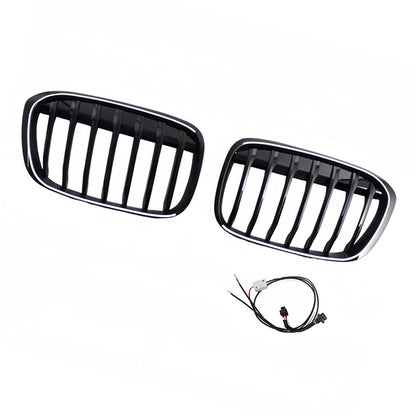 Griglia anteriore a doppio rene nera lucida, compatibile con BMW X1 F48 F49 2016-2019 (2 pezzi).