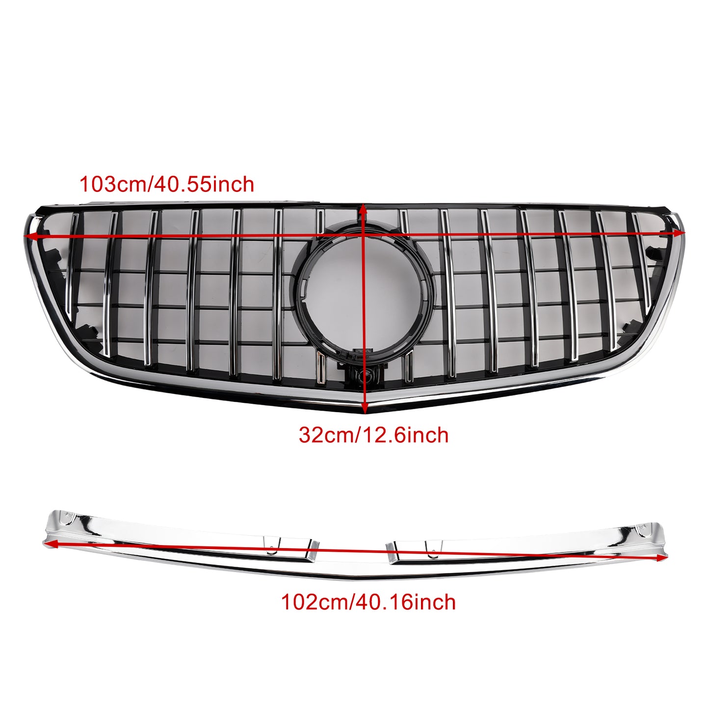Per Mercedes Vito W447 2015-2019 Griglia paraurti anteriore cromata stile GT