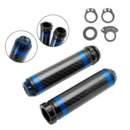 Manopole per manubrio moto da 7/8""/22 mm in carbonio, universali, verdi, per moto, argento