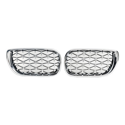 Pair Chrome Diamond Grille For BMW E46 Saloon/Touring Facelift 2002-2005 4Dr