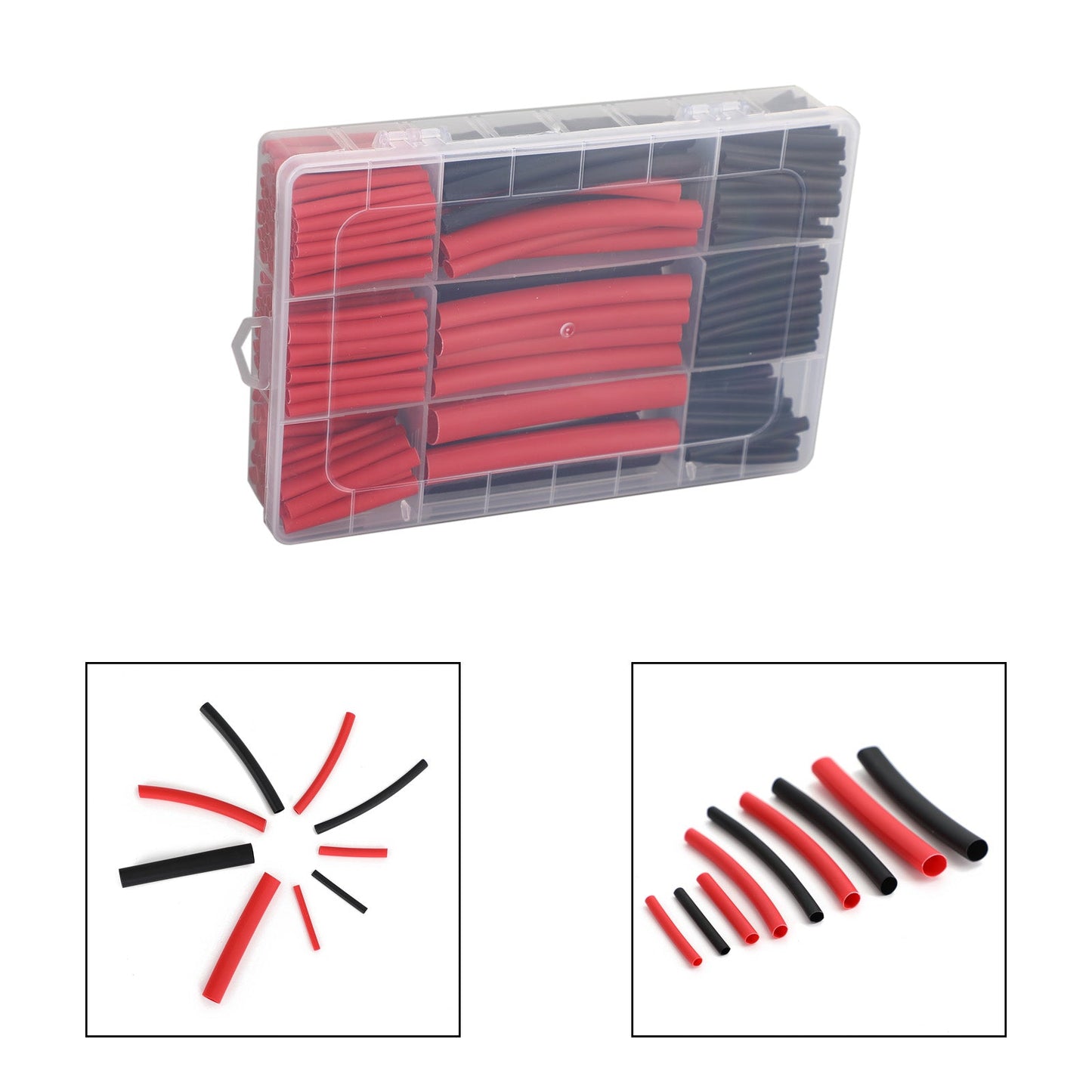 Kit di tubi termorestringenti da 300 pezzi Kit di rivestimento adesivo a doppia parete rapporto 3: 1 nero rosso