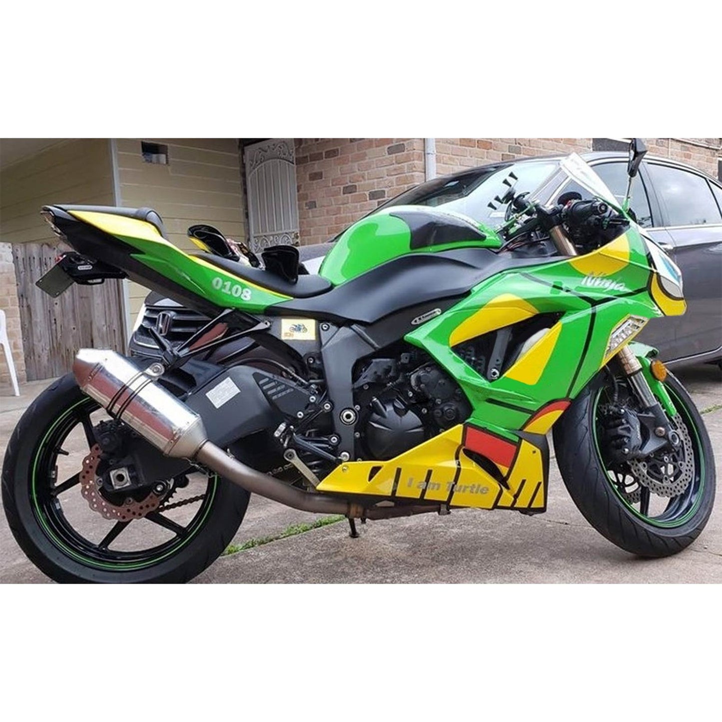 Amotopart Kawasaki 2013-2018 ZX6R 636 Kit di paura giallo verde