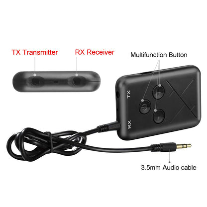 2 in 1 Ricevitore Trasmettitore Adattatore Bluetooth wireless Dongle AUX da 3,5 mm 200 mA